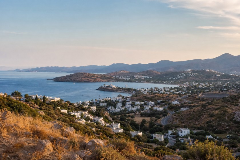 Ortakent çevresinde Bodrum yarımadası yakın rota manzarası